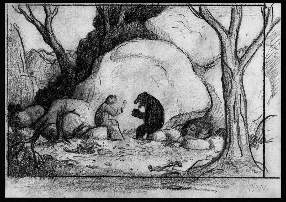 ORIGINAL ART- Sketch for Jesus and the Bear