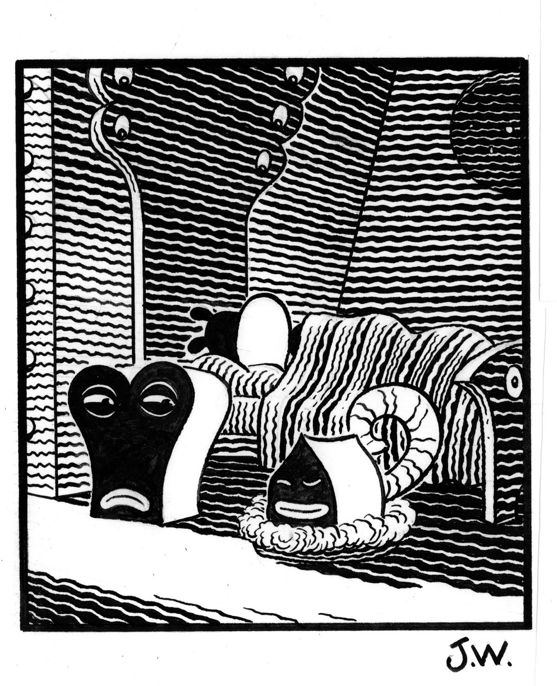Original drawing for Pupshaw Furioso: Pupshaw Slept in a Special Bed